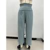 Summer Women's Pants Solid Colour High Waist Drawstring Trousers Casual Cotton Linen Pants Cropped Pants
