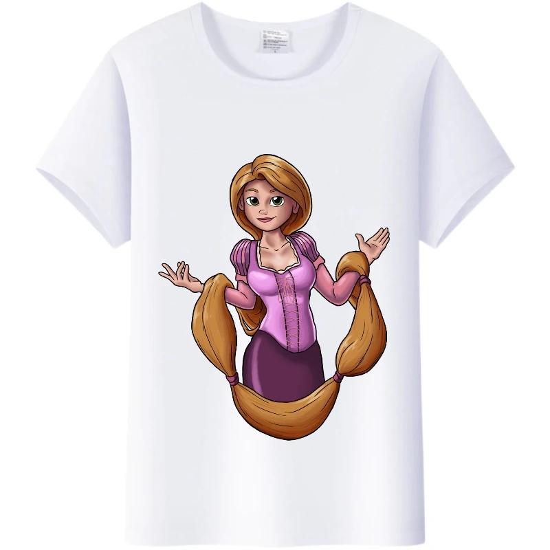 Blusa da Donna Cartone Animato Disney Kawaii Principessa Rapunzel T-shirt Estive Y2k Harajuku Coreane Abbigliamento Oversize Camicie da Ragazza