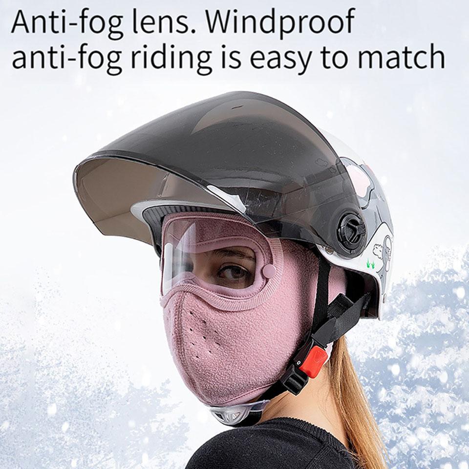 Unisex Winter Fleece Balaclava with Anti Fog HD Goggles Windproof Face Mask for Cycling Skiing Outdoor Sports