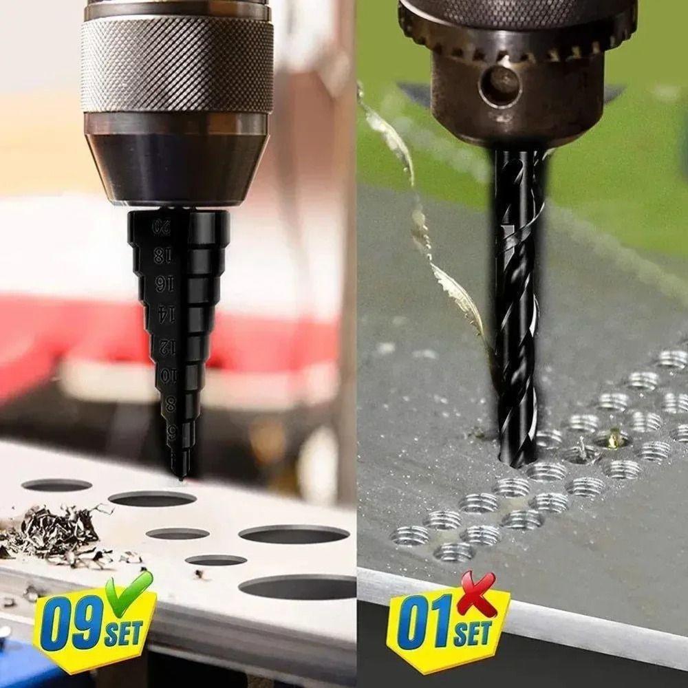 3Pcs HSS Drill Bit Straight Groove Step Drill Portable Stepped Drill Bit