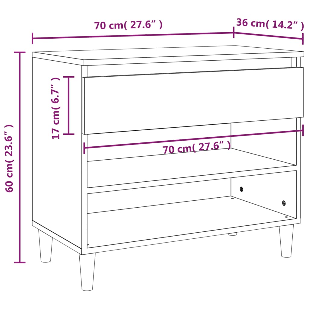 Shoe Rack White 70 x 36 x 60 cm Engineered Wood