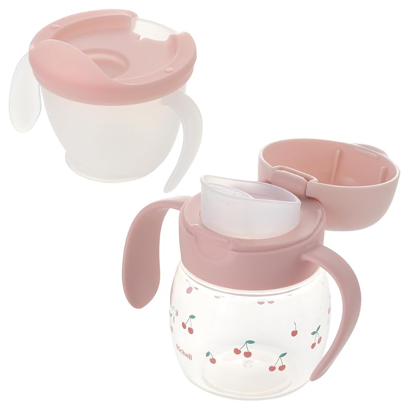 Richell Try Cup Drinking Master Set R Cherry Blossom (for babies 4 months and up) Easy to drink from, spill-proof, polypropylene, 120778