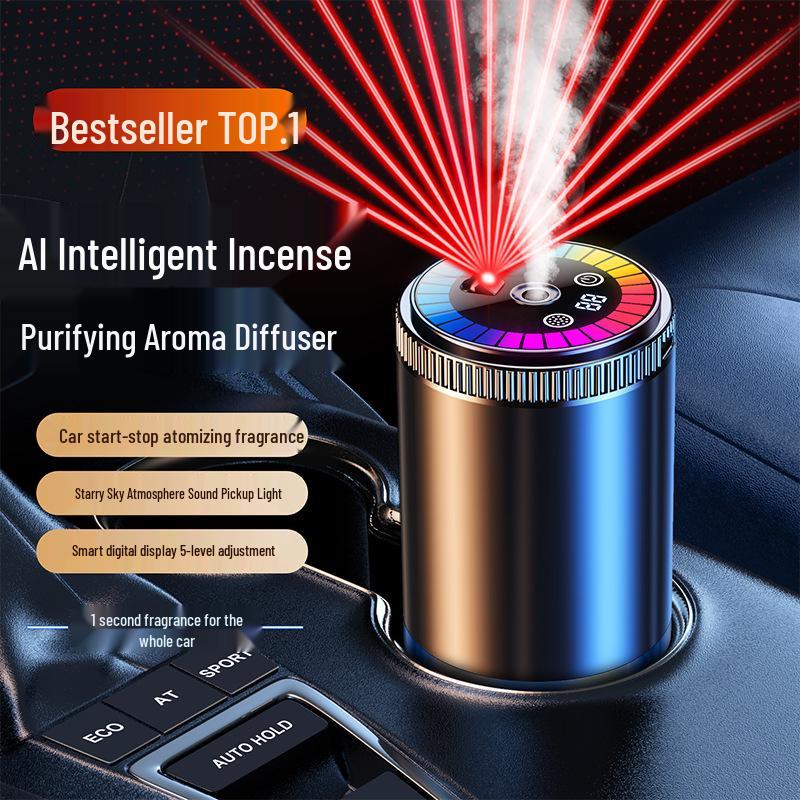 Smart Car Air Freshener: Automatic Long-Lasting Fragrance Machine with Starry Sky Sound-Activated Light