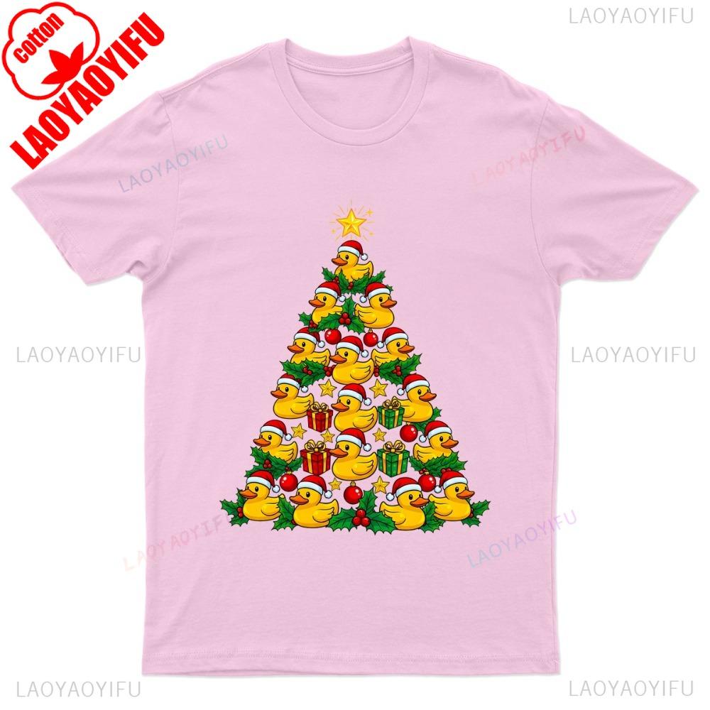 Rubber Ducks Christmas Tree TShirt Unisex Gift Retro Funny Christmas Ducks Graphic Shirt New Year Streetwear Gift Men Clothing