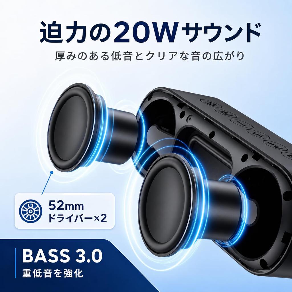 Wireless Bluetooth Speaker, 20W, IPX7, Black