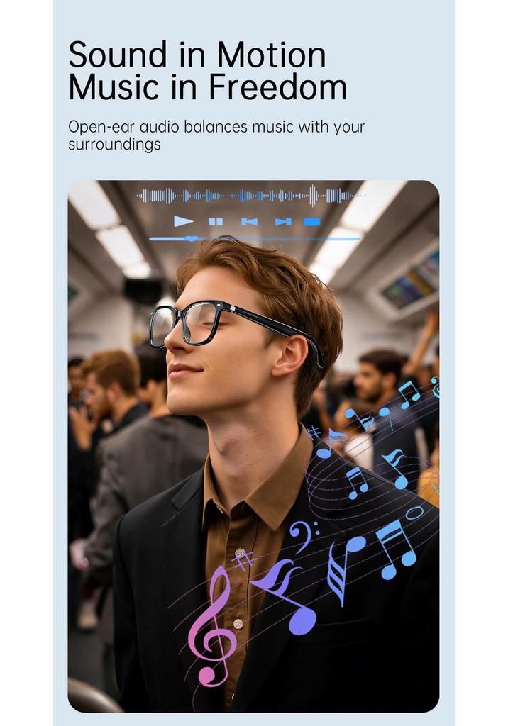 V6 Max Bluetooth Smart Glasses: Music, Calls, AI Assistant, UV Photochromic Lenses for Outdoor Sports
