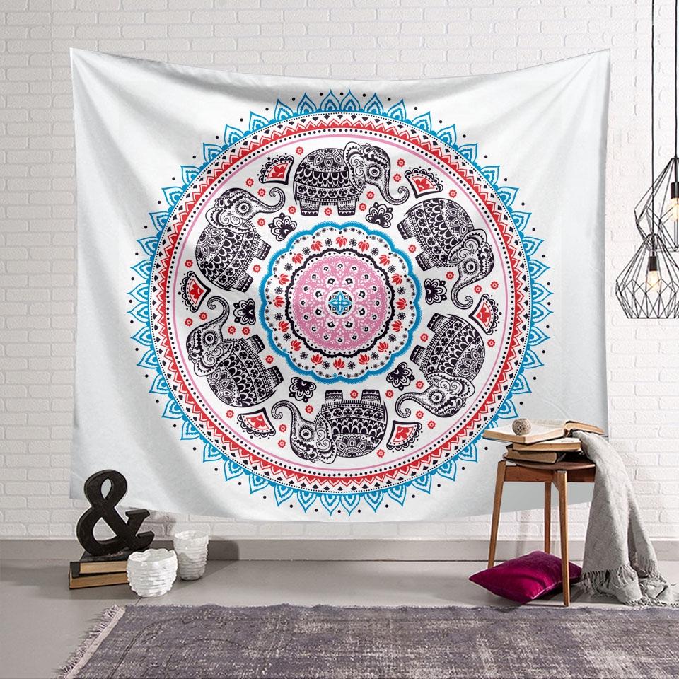Bedroom Living Room Tapestry Home Decor Elephant Peacock Style Abstract Mandala Digital Tapestry