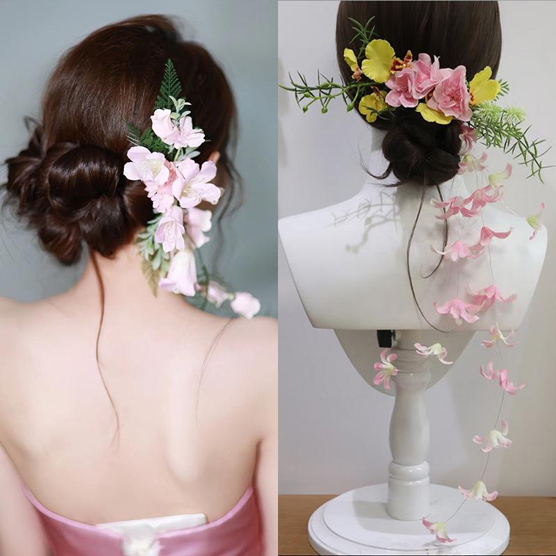 Mori Style Pink Floral Bridal Headpiece for Wedding and Photo Shoots