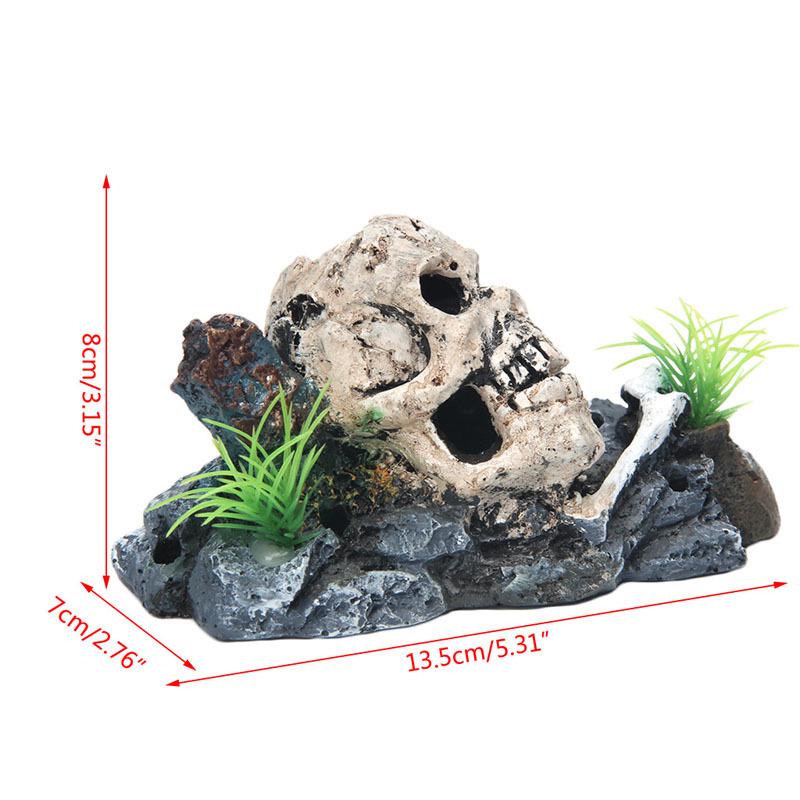 Tyrannosaurus Rex Skull Reptile Habitat Decor – Dinosaur and Human Skull Tank Ornament