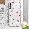 Korean Cute Cherry Bow Silicon Phone Case for Samsung Galaxy S22 S23 S24 S25 Plus Ultra S21 FE Clear Soft Shockproof Back Covers