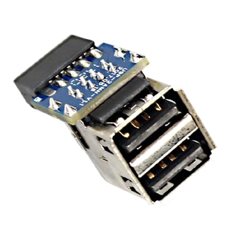 9Pin USB 2.0 Female Converter Adaptor Dual Port USB Motherboard Header Adapter - Dual Layer PH29A Type for PC