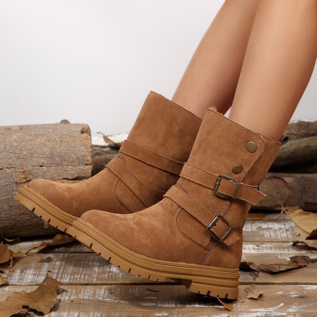 Large Size Fashion Women Ankle Boots Trend Round Toe Mid-Calf Boots Women Rubber Upgraded Version Spring Autumn Shoes for Women