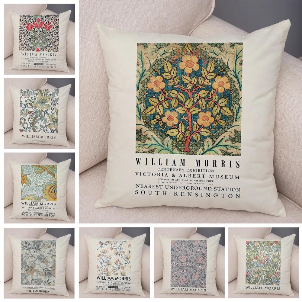 William Morriso Casual Pillowcase Double Print Decor Vintage Flower Boh Pillow Case for Sofa Car Home Plush Nordic Cushion Cover
