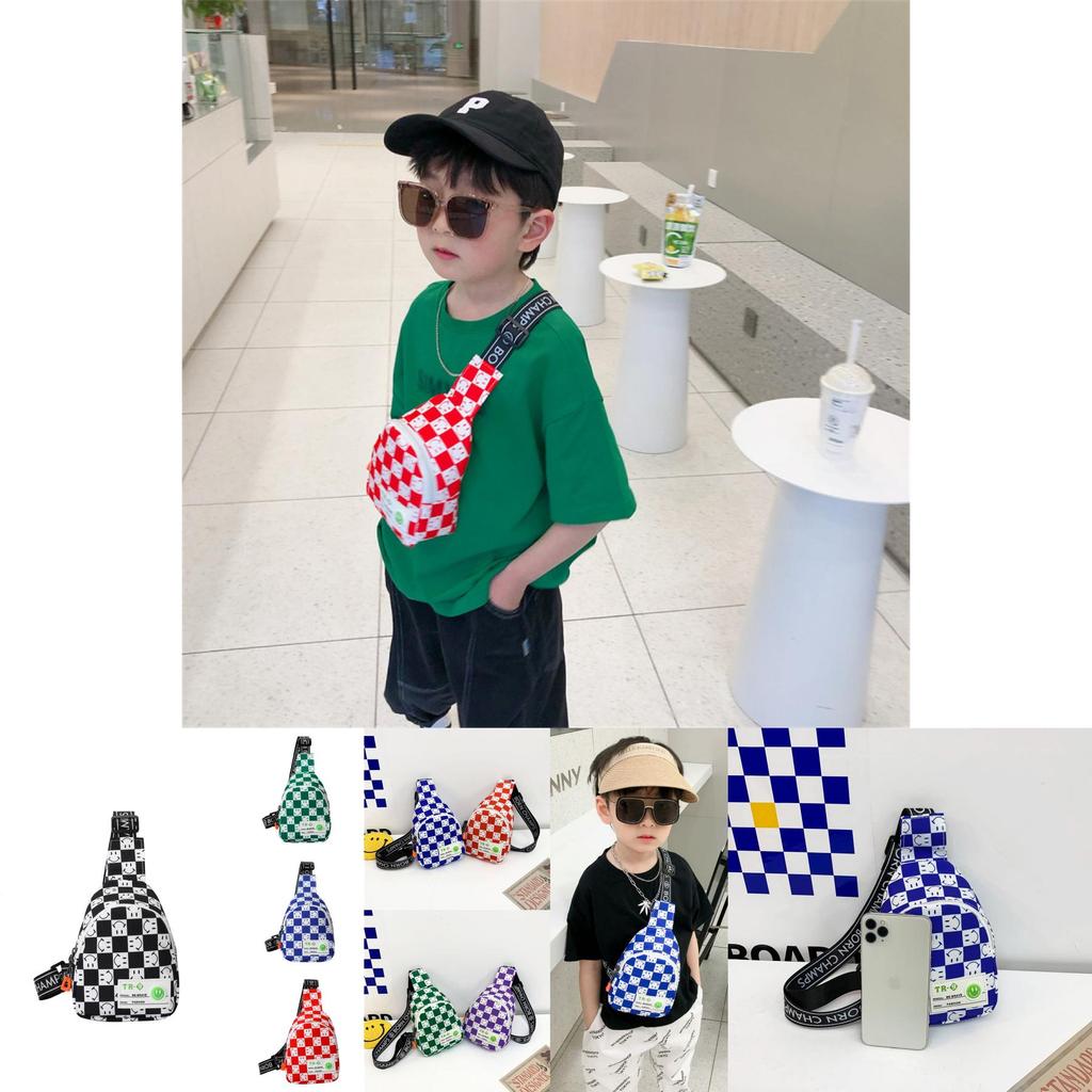 Stylish 2022 Kids Chest Bag For Boys With Trendy Checkerboard And Smile Design In Versatile Colors