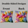 1Pc 2D Flat Retro Dutch Floral Pillowcase Double Sided Spring Flower Cushion Cover Zipper Closure Bright Color Tulip Dandelion
