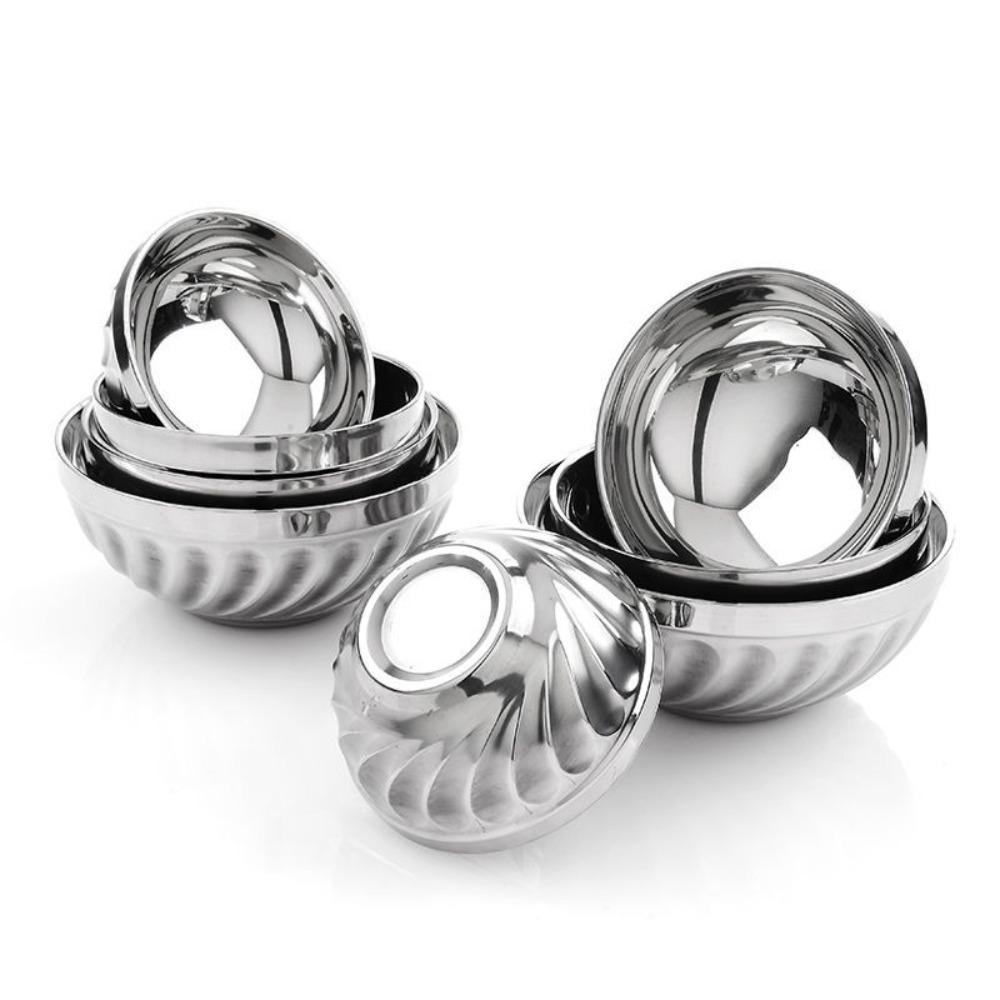 Fell -resistant Stainless Steel Bowl Double-layer Canteen Bowl Tableware Soup Bowl  Kindergarten