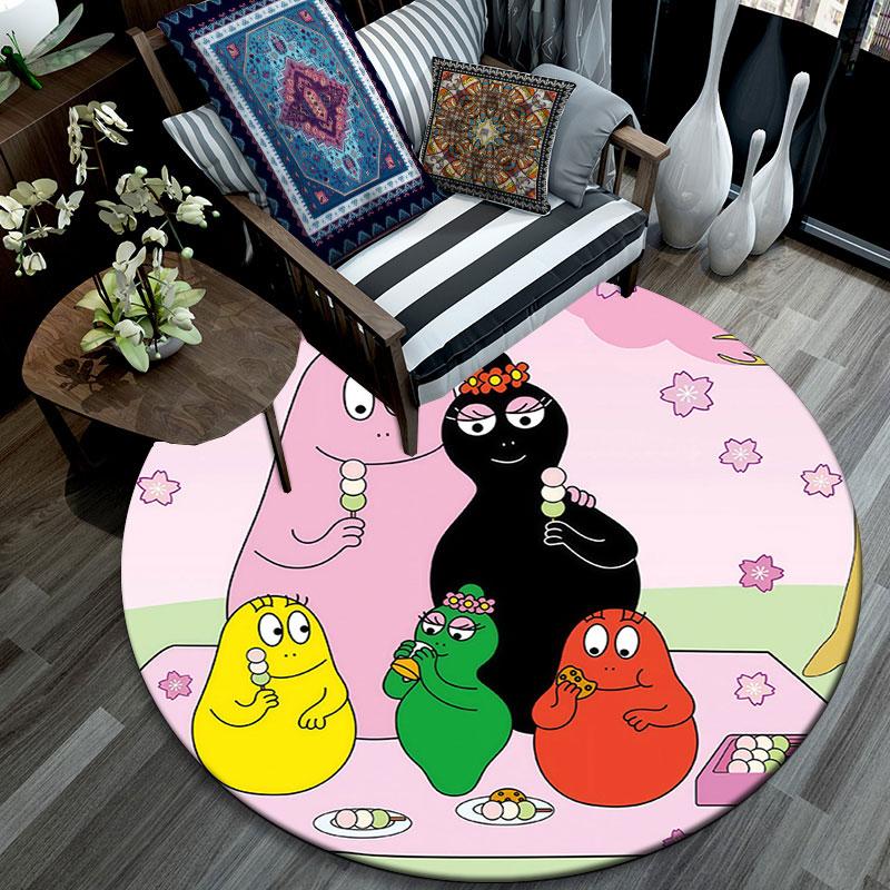 Barbapapa3,Round Area Rug,Carpet Rug for Living Room Bedroom Sofa Playroom Decor,Non-slip Floor Mat