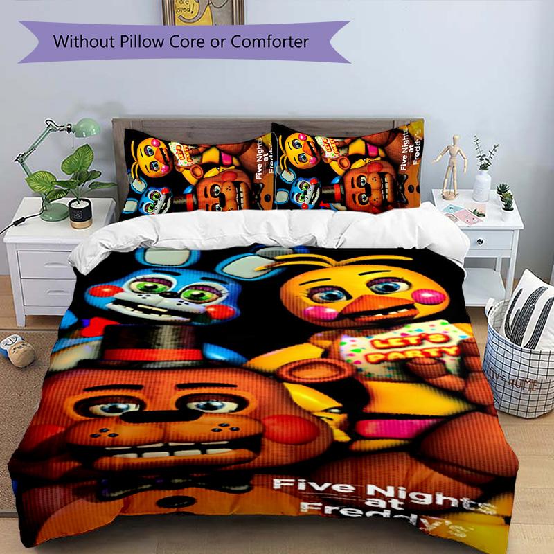 Freddy Bear 3pcs Bedding Set Duvet Cover Closure Includes 1 Duvet Cover & 2 Pillowcases for All Seasons Bedroom Home Dorm Decor