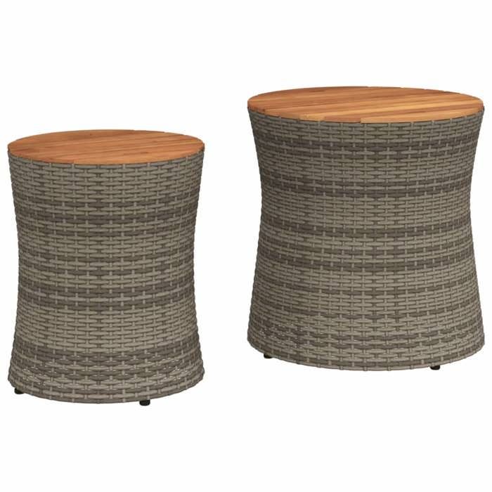 VidaXL Tables d'Appoint de Jardin Dessus en Bois 2 pcs, Tables Basses, Meubles de Terrasse Patio Extérieur, Moderne, Gris 366289