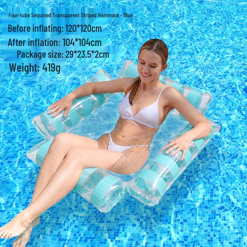 Tumbona Flotante Inflable Plegable Transfronteriza con Respaldo y Malla