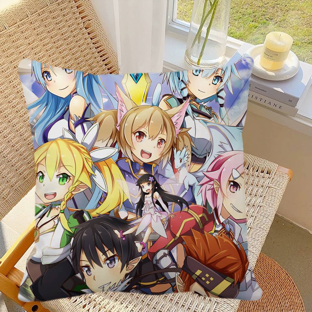Sword Art Online Anime Pillow Case Square Pillow Bedroom Sofa Leisure Comfort Cushion Car Home Decoration
