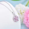 Buyee 925 Sterling Silver Flower Pendant Chain Pink & Yellow Crystal Cherry Blossoms Pendant for Woman Fine Jewelry Chain