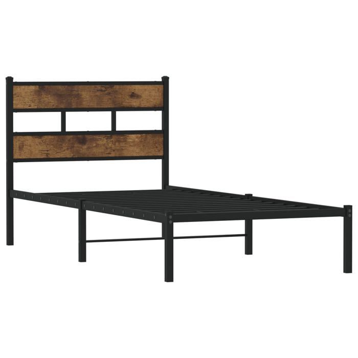 VidaXL Cadre de lit en métal sans matelas chêne fumé 90x200 cm 4017046