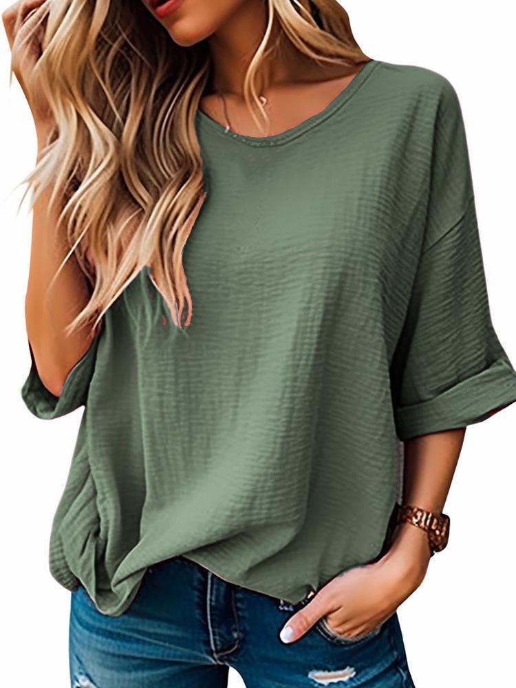 Women Summer T-Shirt Summer Casual Halft Sleeve Loose Fashion Tee Tops Crew Neck