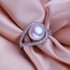 seniko Natural Freshwater Pearl Rings For Women Fashion Female Cubic Zirconia CZ Ring Pearl Jewelry Adjustable Ring