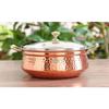 Hammered Steel Copper Casserole Donga Bowl with Glass Lid, Tableware and Serveware (2200 ml)