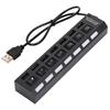 7 Port Hub USB Docking Station Black 480mbps with Switch for Overload Current Protection7 Ports Black