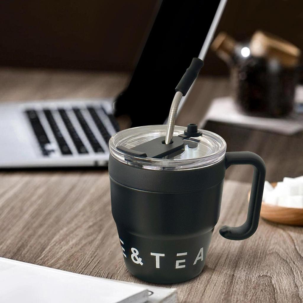 Isolierter Schnabelbecher Langlebig Wiederverwendbar mit Strohhalm und Deckel Edelstahl Strohhalmbecher für Wasser Eiskalte Heiße Getränke Milch Saft