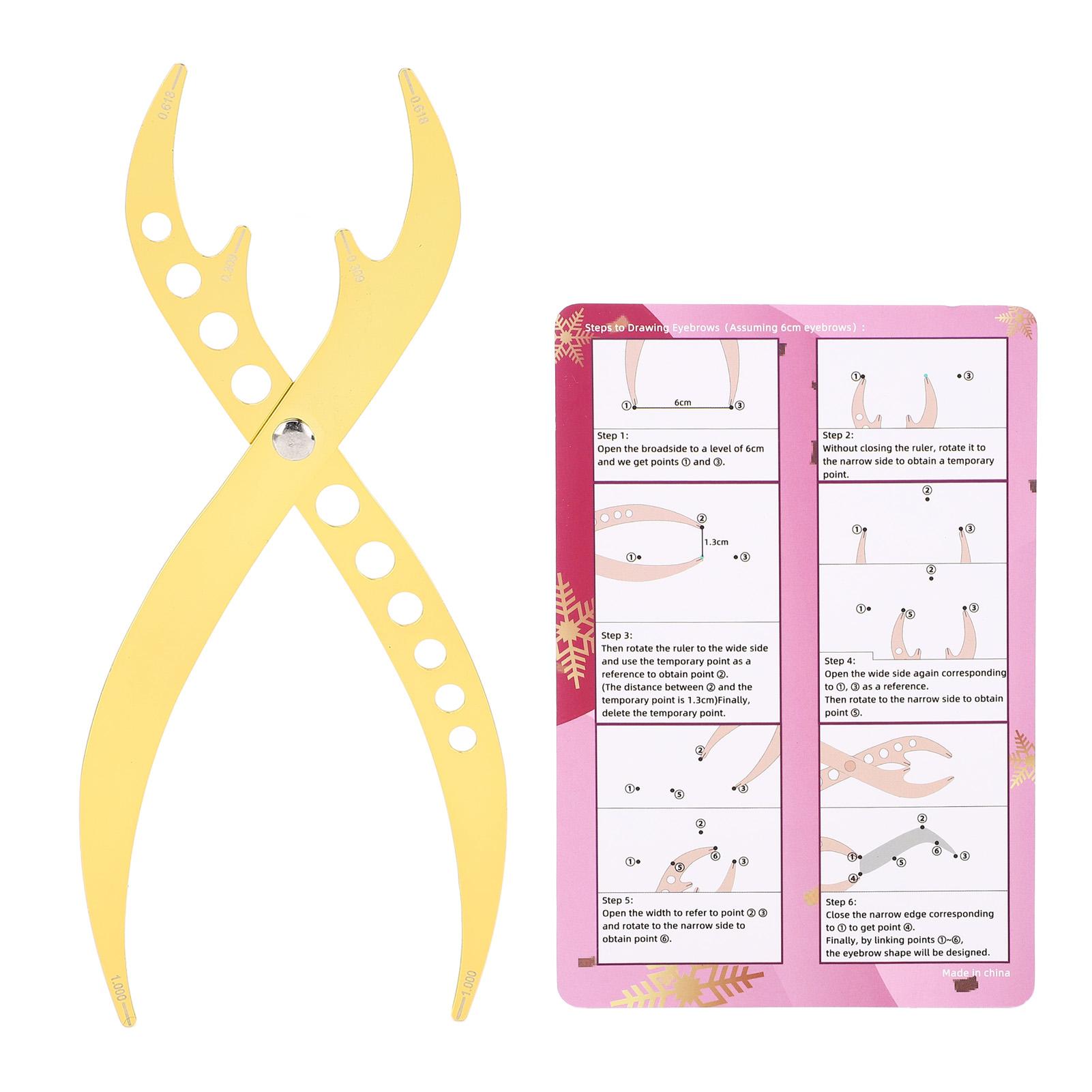 

1:0,618 Штангенциркуль для измерения бровей с золотым сечением, симметричный инструмент для измерения, линейка с тремя точками для Microbladin Gold