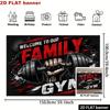 Welcome to Our Family Gym Backdrop Banner, Dumbbell Hand Design, Durable Polyester Wall Decor for Indoor Outdoor Party Holiday Home Decoration