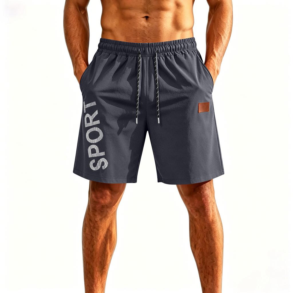 Herren Schnelltrocknende Locker Geschnittene Fünf Zoll Eis Seide Sportshorts mit Elastischem Bund und Kordelzug für Training Laufen Fitness