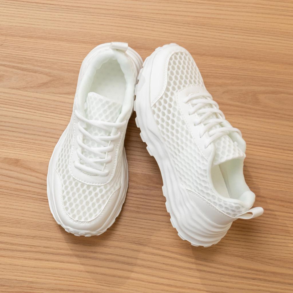 Fashion Spring and Summer Thin Hollow Breathable Mesh Casual Thick-soled Versatile Sports Dad Shoes