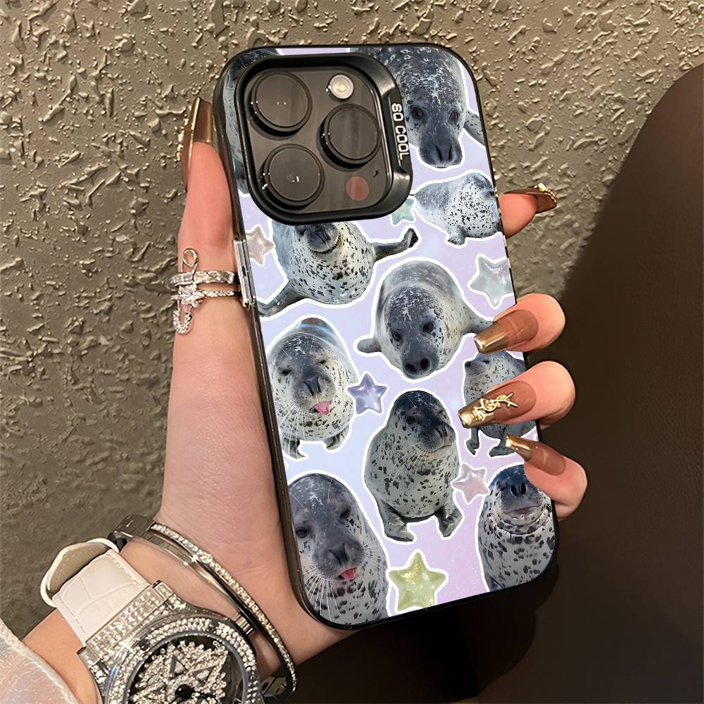 Seal Sea Shrimp Phone Case For iPhone 15,17,11,14,13,16,12,E,Max,Plus,Air,Pro,Mini Black Matte Cover