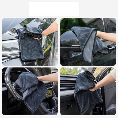 Toalha de limpeza de carro de microfibra para lavagem de automóveis e motocicletas, vidros, limpeza doméstica, pequena toalha cinza