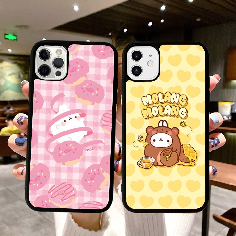 Kawaii Cute Rabbit M-MolangS Anime Phone Case For IPhone 17 16 Pro Max Air 13 12 Mini 14 15 Plus 11 PC+TPU Back Cover