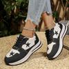 Women's Wide Width Fashion Sneakers with Star Design Breathable Casual Shoes for Fall, Comfortable Athletic Walking Shoes In Extended Sizes