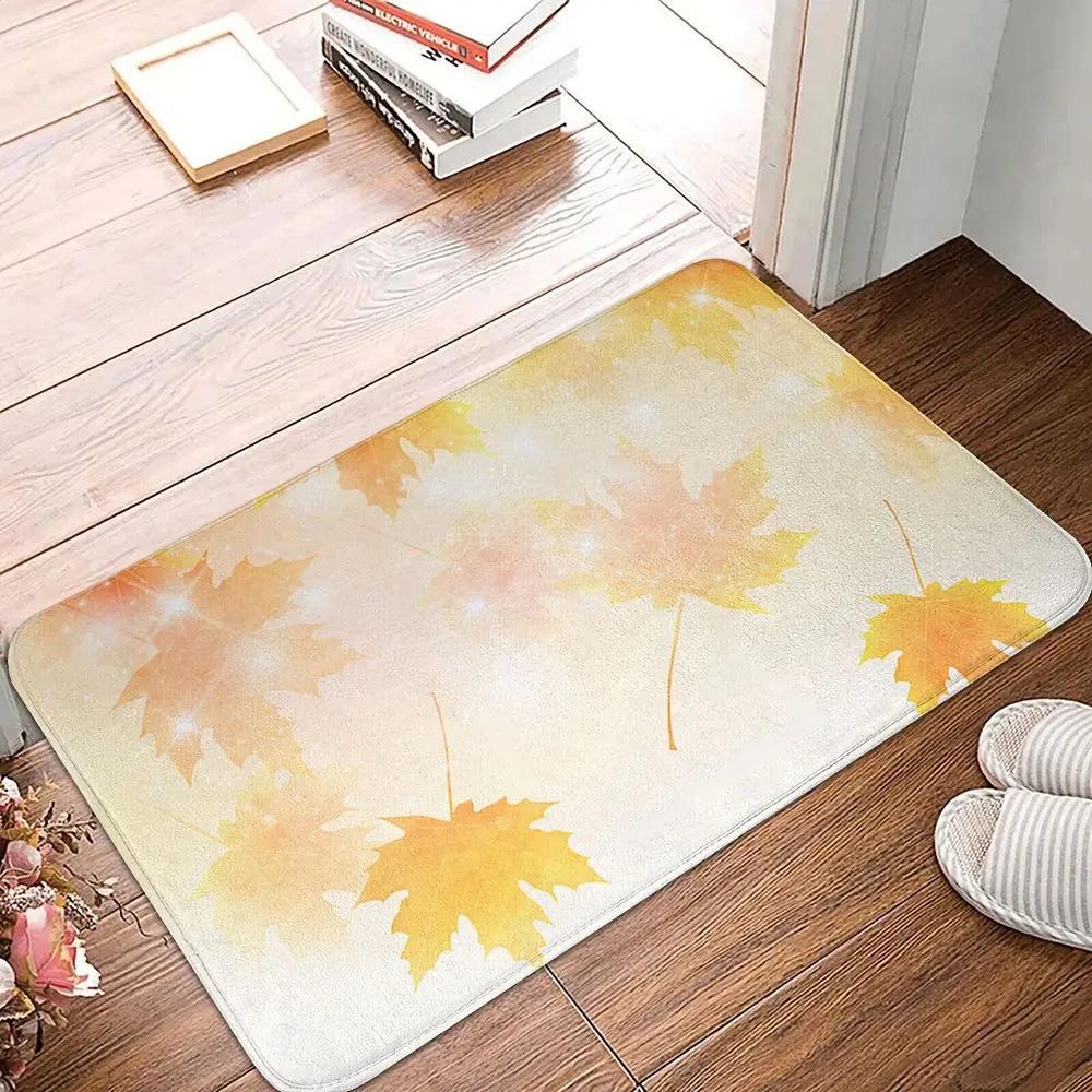 Maple Leaf Doormat Fall Botanical Maple Leaves Carpet Non Slip Autumn Leaves Print Bath Rug Entry Rugs for Bedroom Kitchen Decor