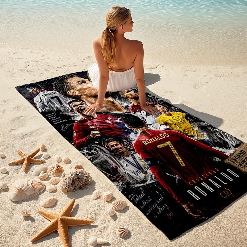 Ronaldo Portugal Football Legend Beach Towel Beach Portable For Travel Outdoor Pool Towel Seaside Swim Comfort Outdoor Picnic Beach Mat