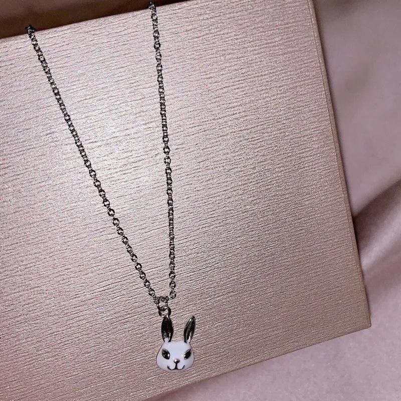 Ins Minimalist Female Collares Chain  Sterling Silver Animal Rabbit Pendant Necklace For Women 45cm Chain Choker  Gift