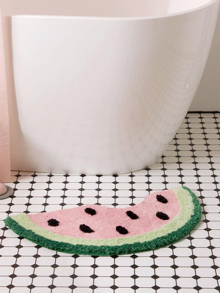 VIKAMA Cute Watermelon Bathroom Floor Mat Anti-Slip Water Absorbing Bathtub Foot Pad Bedroom Side Cushion Home Decoration