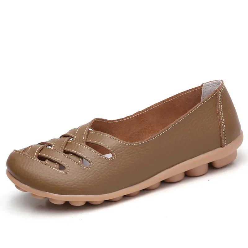 

Модная женская обувь Летняя повседневная обувь из кожи без застежек Женские мокасины Женские балетки Женские мокасины Туфли на плоской подошве Женские 42 армия зеленый