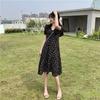 Summer Floral Temperament Skirt, Medium Length Short Sleeved French Fresh and Sweet Dress, Fairy Dress, Fashionable Women's Clothing