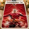Flannel BlanketCristiano Ronaldo Custom Name Text Personalized Soft Warm Throw Blanket Home Decor Gift