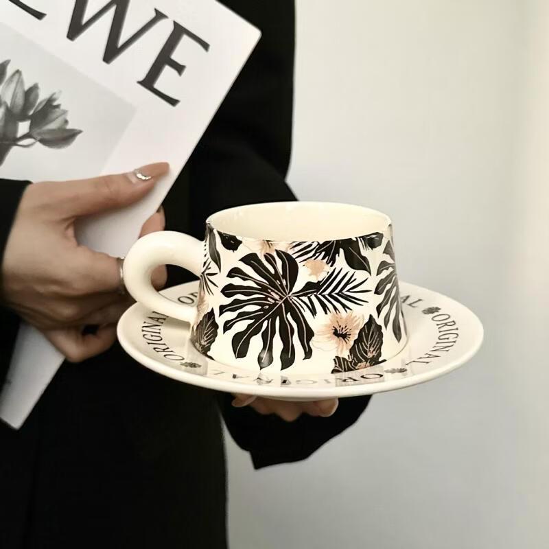 OLOEY Romantic Peony Bone China Coffee Cup & Saucer Set