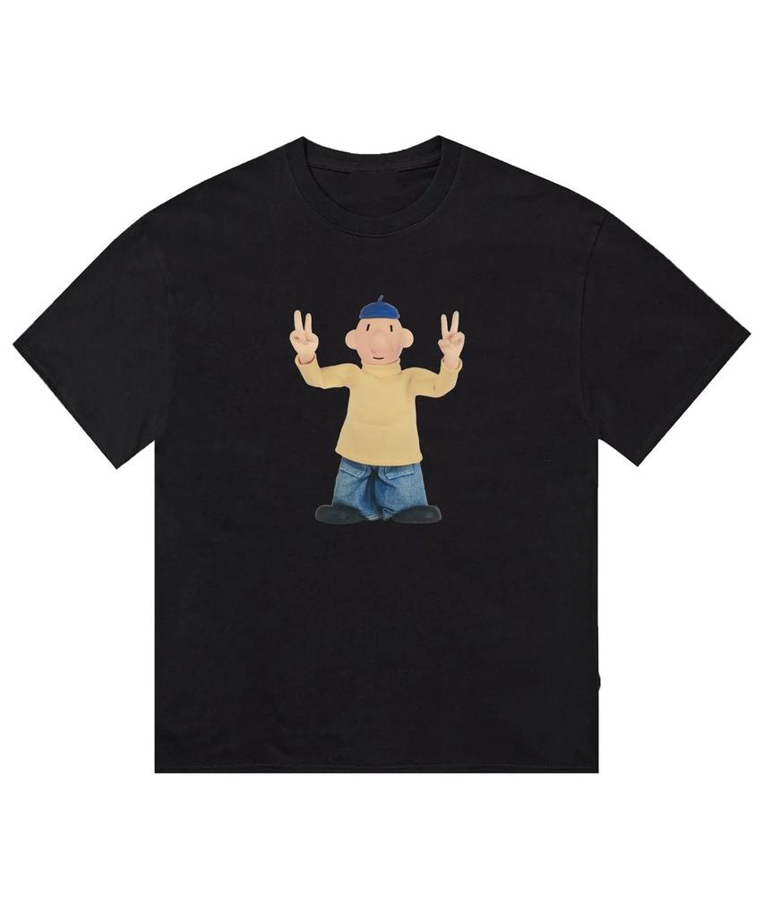 Ciekawy Wzór z Postaciami z Kreskówek Okrągły Dekolt Codzienny Luźny Streetwear Trend Męska i Damska Koszulka Sportowa Y2K Top