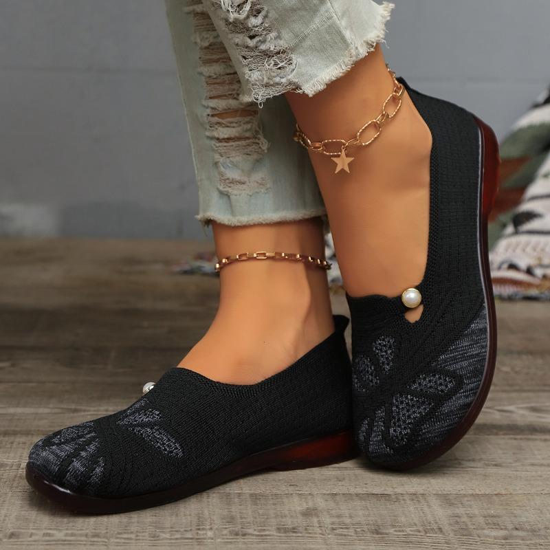 2024 New Fashion Color Matching Shallow Mouth Slip-on Comfortable Flat Bottom Round Toe Spring and Autumn Women's Shoes